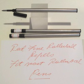 Unbranded/Generic 3 STANDARD METAL RED FINE ROLLERBALL REFILLS-FIT WATERMAN + VISCONTI+MORE