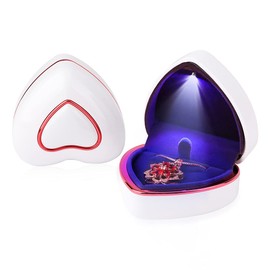 Rolin Roly Pendant Necklace Box with LED Light Heart Shape Box Gift Boxes Made of Velvet Jewellery Necklace Box Gift for Rings Earrings Wedding Lobun (White Heart Pendant Box)