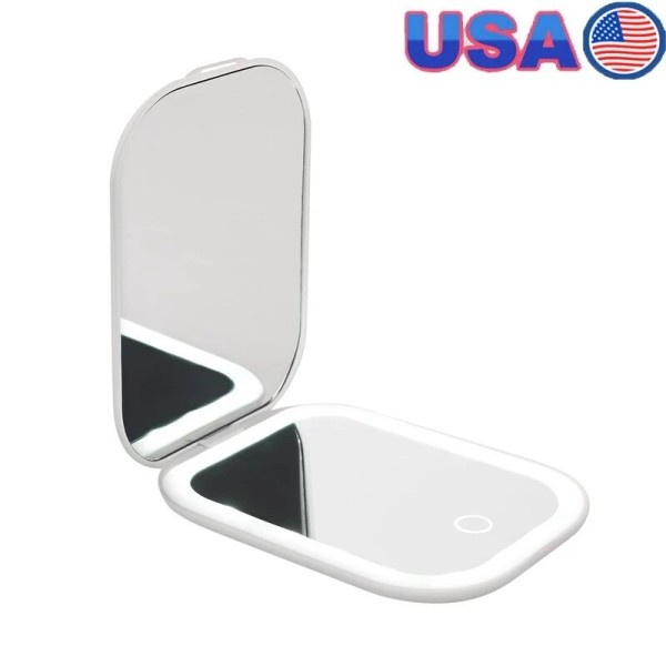 Unbranded LED Double Sided Compact Mirror 10X Magnification Touch Control