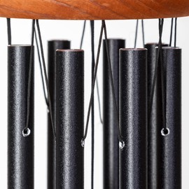 Festival 24-inch Redwood Wind Chime 8 Tubes in Black by Wind River for Patio, Backyard, Garden, and Outdoor décor. Made in The USA