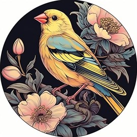 Yoonek Graphics Iowa Eastern Goldfinch Bird Wild Prairie Rose Flower Vinyl Decal Sticker for Car, Laptop, Tumbler, More. #008544-6