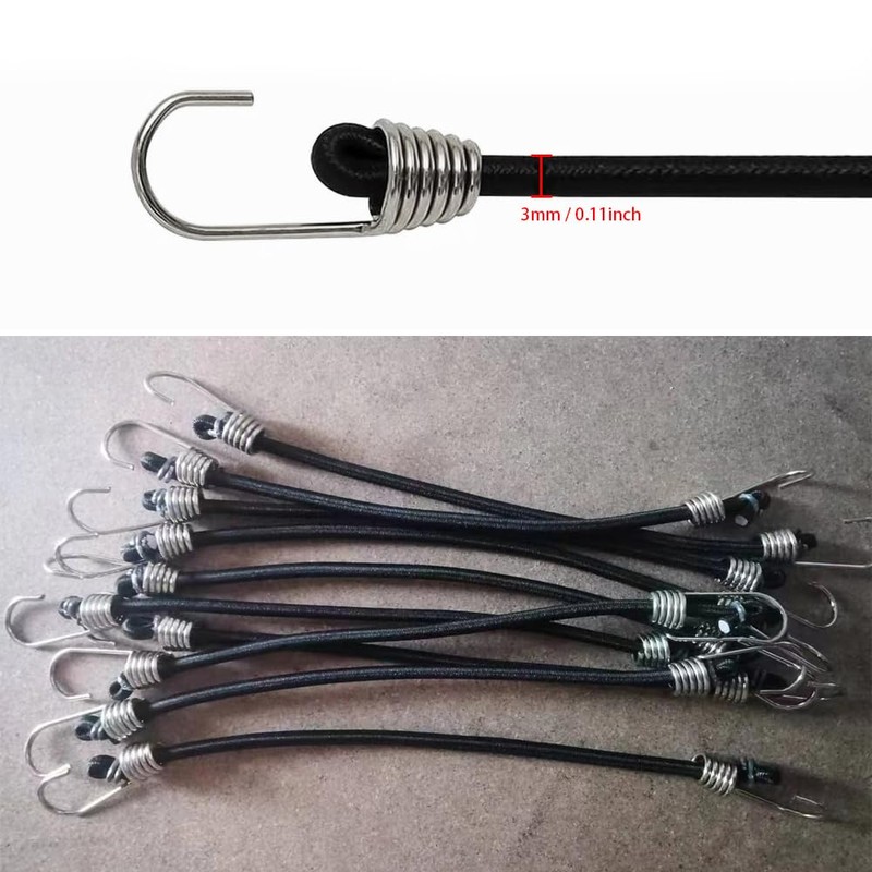 ONEBO Pack of 30 Spiral Hooks, Bungee Straps Hooks, Shock