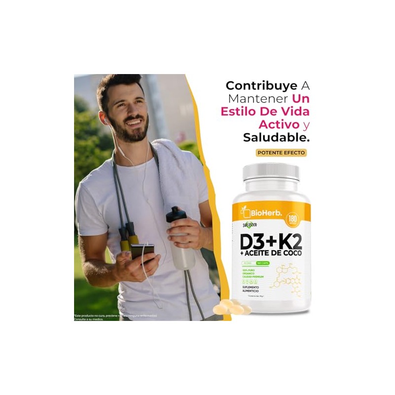 BioHerb® | Vitamina D3 + K2 (MK-7) con Aceite de