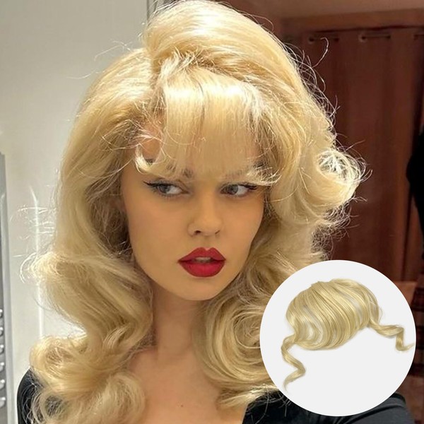 VAVANGA Blonde Bangs Hair Clip in, Synthetic Hair French Bangs