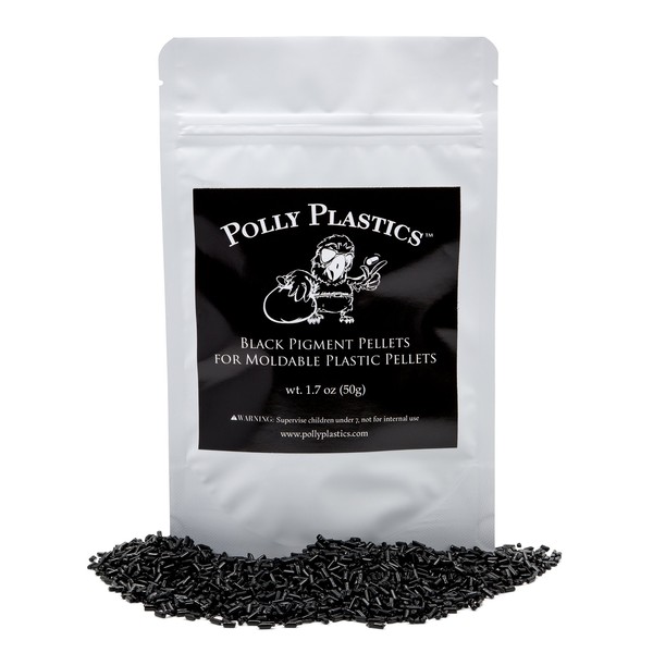 Polly Plastics Black Color Pellets for Moldable Plastic | 50g (1.75 oz.) | Create Brilliant Black Creations | Made in USA