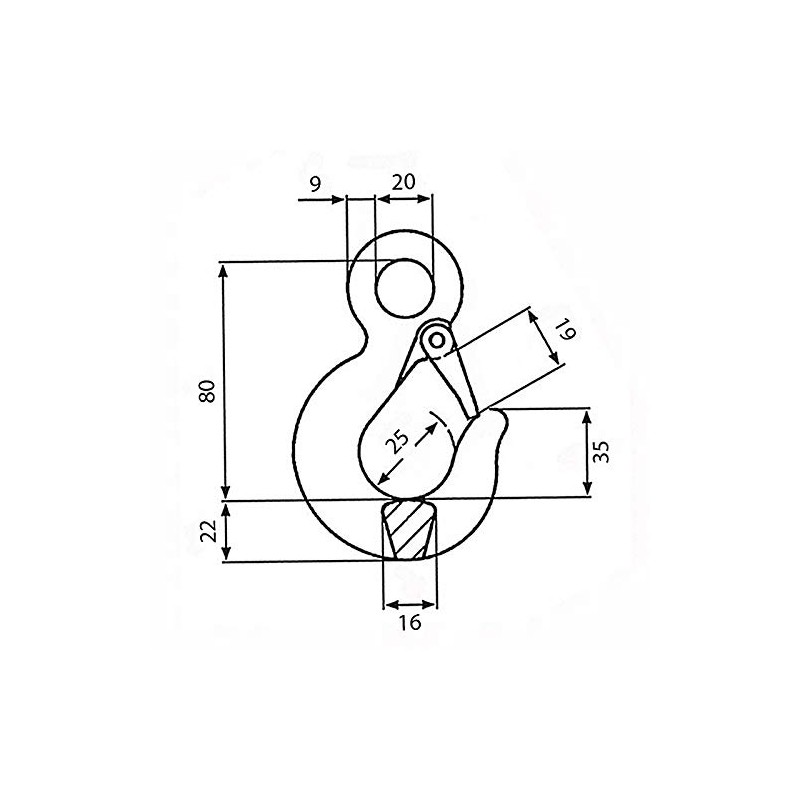 Eyelet Load Hook with Eyelet Load Hook 0.75 T (750
