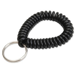 Lucky Line Bobina de muñeca en espiral de 5 cm de diámetro con llavero de acero, pulsera flexible, se estira hasta 30 cm, unisex, adulto, negro, 1 paquete (410201)