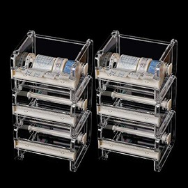 ZOENHOU 6 PCS 4.1 x 3.6 x 2.8 Inch Washi Tape Dispenser, Beige Tape Cutting Machine, Transparent Roll Tape Holder Desktop Tape Organizer DIY Sticker Cutter Storage Box (no Tapes)