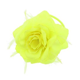 Zac's Alter Ego Glitter Edge Fabric Flower with Feathers on Hair Clip & Elastic