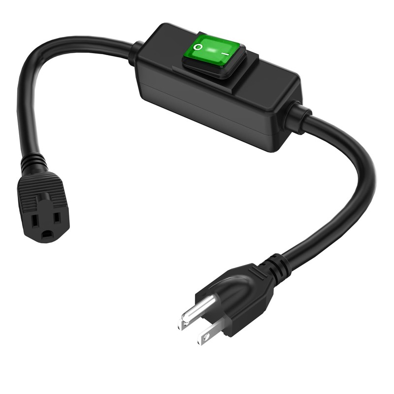3-Prong Outdoor Waterproof Extension Switch Cord, in-Line On/Off Switch Extension