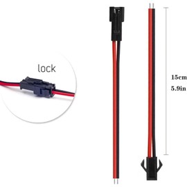 10 Pairs 2 Pin JST SM Male LED Connector Cable with 15cm Lead 22AWG LED Controller Nut Connector Cable 3528 5050 LED Strip Light (2PIN)