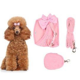 Pet Harness Leash, Rhinestone Decoration Cat Harness Leash Pink Strong Buckle for Pets Cats (S)