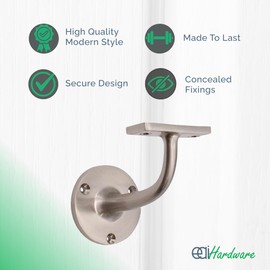 Satin Nickel Handrail Brackets for Stair Bannister Handrail Wood and Steel Handrail - Pack of 2