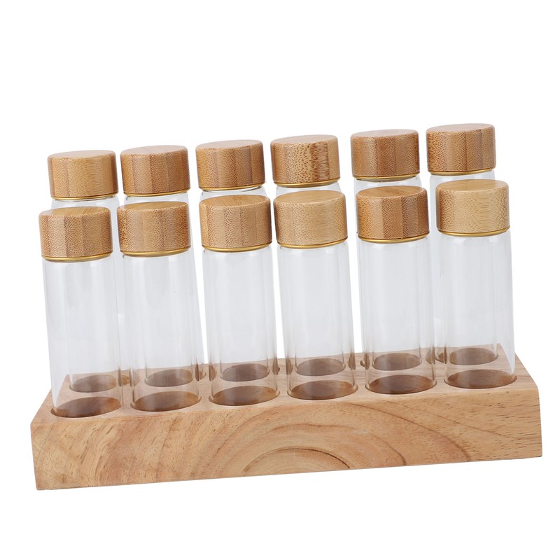Coffee Bean Storage Tube Glass Coffee Bean Cellar with Wooden