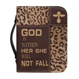 Mumeson Leopard Print Bible Protect Cover Church Study Bible Study Supplies Pouch Bible Tabs and Bookmark Carrier Church Study PouchSmooth Zipper Scripture Studying Handbag