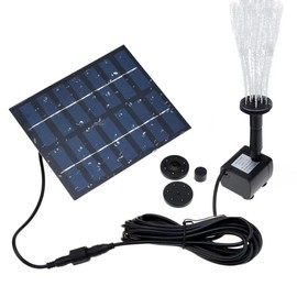 Solar Water Pump Kit, Solar Powered Water Fountain Pump with 4 Nozzles, DIY Water Feature Outdoor Fountain for Bird Bath, Ponds, Garden and Fish Tank