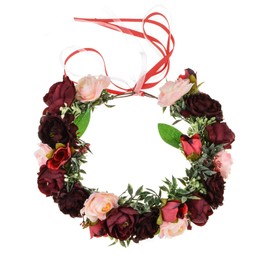 DreamLily Maternity Woodland Photo Shoot Peony Flower Crown Hair Wreath Wedding Headband BC44 (Style 12 Burgundy Camellia)