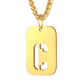Bandmax Dog Tag Chain Men's Dog Tag Chain Letters Stainless Steel Chain Gold Necklace with Pendant Wheat Chain 55 cm Chain Women's Fashion Jewellery Accessory, Stainless Steel, No Gemstone