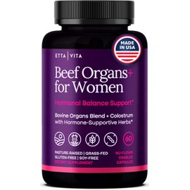 Primal Beef Organ Supplement for Women (Made in USA) Boosted w Shatavari, Maca, Ashwagandha, and Chasteberry - Grass Fed Uterus, Ovary, Liver, Kidney, Heart Bone Matrix, Gotu Kola and Queen Colostrum
