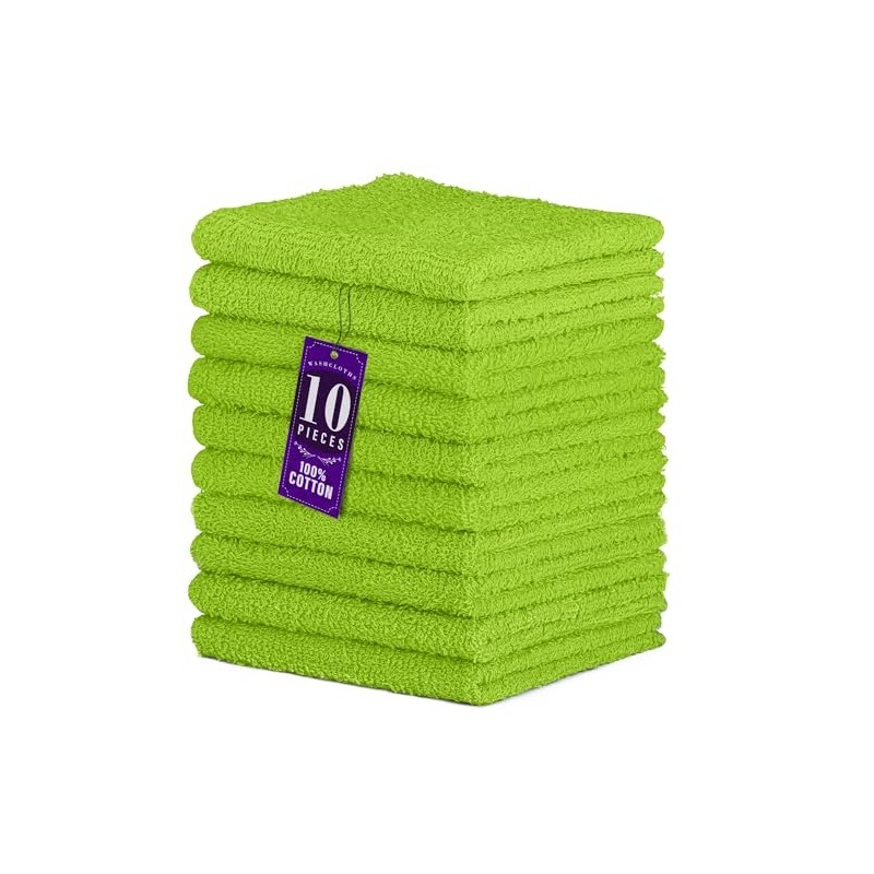 DecorRack 10 Pack 100% Cotton Wash Cloth, Luxurious Soft, 12