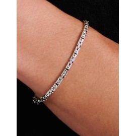 DEVATA Bali Sterling Silver 925 with Byzantine 3mm Round Chain Bracelet BYK5230A (SIZE S/7.0")