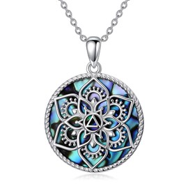 KoyeKei Sobriety Gifts Necklace for Women 925 Sterling Silver Lotus Flower Necklaces Alcoholics Anonymous Recovery Symbol Pendant Jewelry AA Sober Gifts