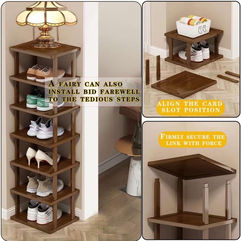 Vertical Shoe Rack - Tall Narrow Shoe Rack Organizer for