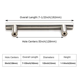 homdiy 10 Pack Kitchen Cabinet Handles Brushed Nickel Cabinet Pulls 5In(128mm) Hole Centers Kitchen Door Handles Cabinet Hardware Brushed Nickel Drawer Pulls