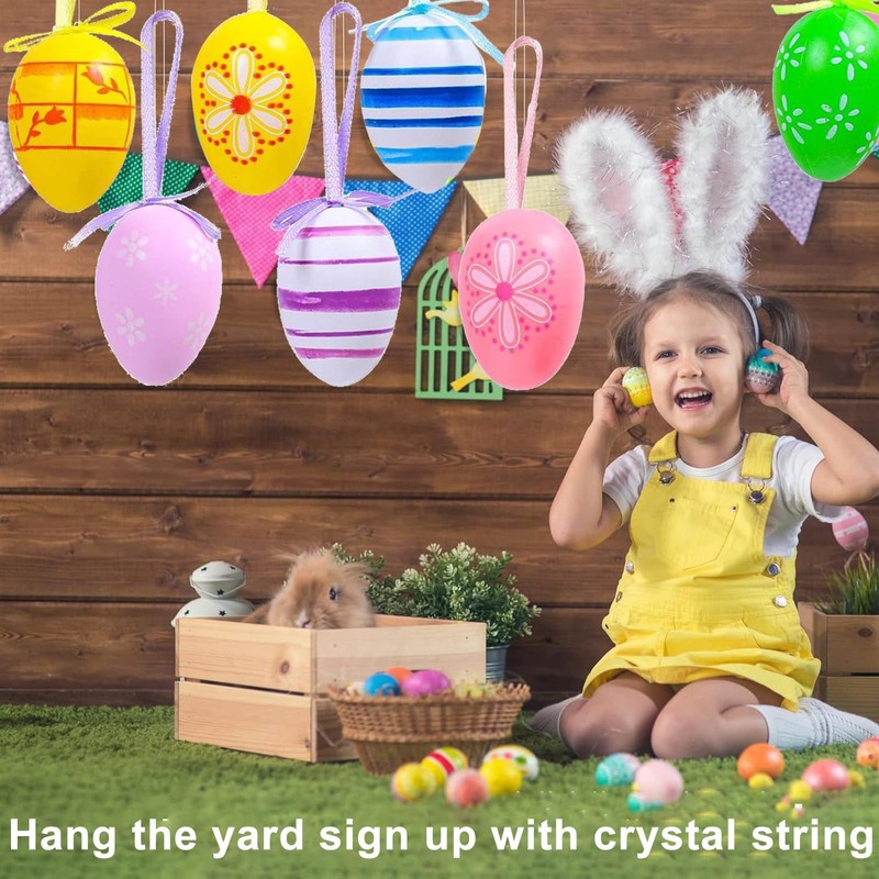 Auejacky Pack of 24 Colourful Easter Eggs for Hanging, Easter
