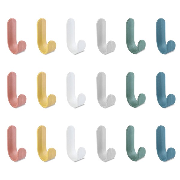 TIANNAIT 18 Pieces Punch Free Hooks, Mini Wall Hooks, Coat