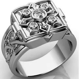 Awmnjtmgpw Diamond Cubic Zircon Cross Pattern, openable lid Ring Size 6-13 (Size 7, Silver)