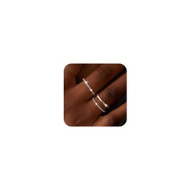 Moodear 925 Sterling Silver Thumb Ring Set - Dainty Cubic Zirconia Rings Size 8 for Women