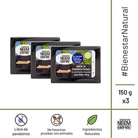 NEEM ERFRE | Pack de 3 jabon de carbon activado 150g natural para cuerpo y cara sin parabenos ni petrolatos