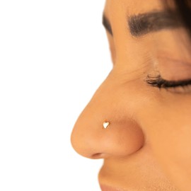 Nose Pin 14k Gold | Solid Smooth Heart Nose Bone | Tiny Cute Nose Piercing Stud | Gift Under 50 | Heart Shaped Jewelry