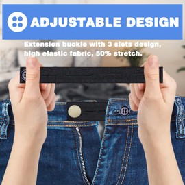 MARSHOHO Elastic Waist Extenders for Pants, 8 PCS Waist Band Extenders Adjustable for Women and Men, Jeans, Dress, Elastic Button Extenders (Black), 6 PCS elastic button extenders
