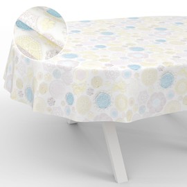 ANRO Oilcloth Tablecloth Washable Oilcloth Garden Tablecloth Outdoor Indoor Oval 180 x 140 cm Cut Edge Lace