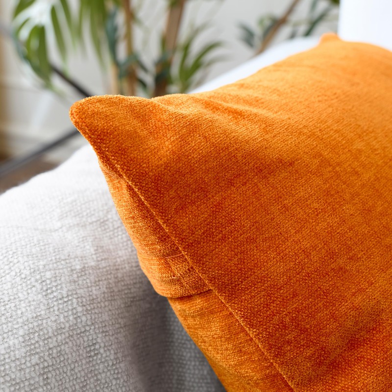 Encasa XO Chenille Cushion Covers Set of 2 | Orange