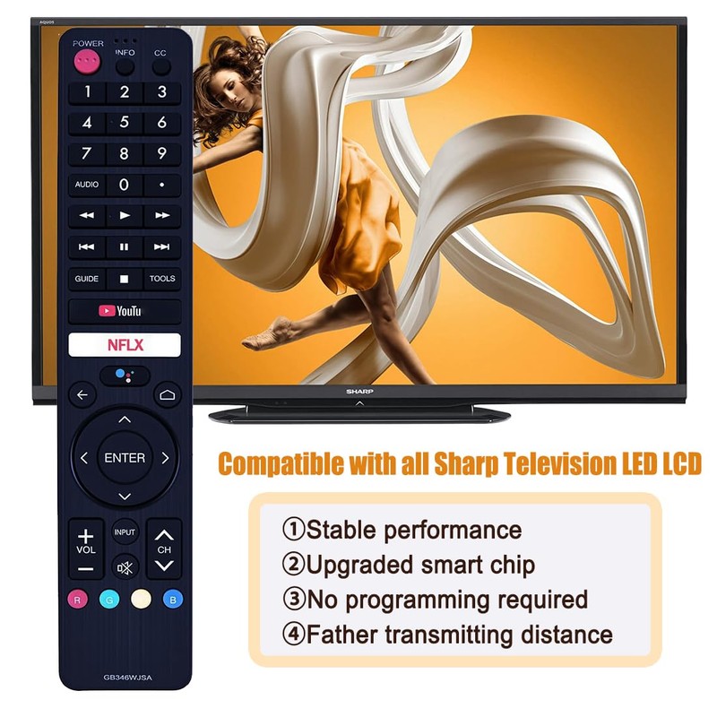 ANKIMI Control Remoto Compatible con Sharp Smart TV 4K Aquos