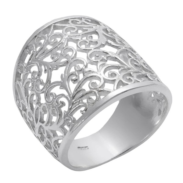 Silverly Women's .925 Sterling Silver Wide Open Filigree Swirl Vine