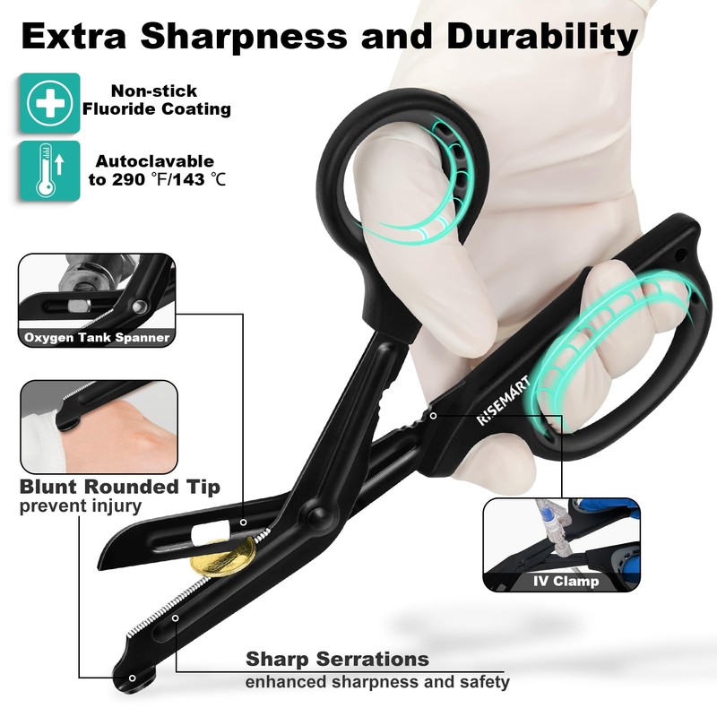 RISEMART Rechargeable Pen light with Medical Scissors and 4 Pen