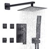 10" Matte Black Rainfall Shower Faucet Set with Rain Shower