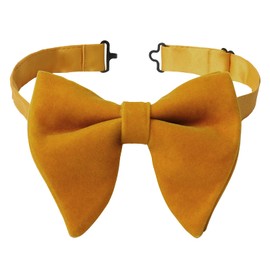 HOULIFE Men's Bow Tie, Adjustable Velvet Bow Tie, Pre-Tied Bow Tie, Plain Bow Ties with Large Butterflies for Groom Wedding Formal with Gift Box, yellow