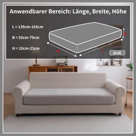 OHSIO Stretch Sofa Seat Cushion Cover - Non-Slip Sofa Cover, Washable Sofa Cover, Universal Couch Cover, Durable and Easy Care (Light Grey, 1 x Seat Cover L)