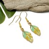 Leaf Charm Earrings, Yellow and Green Enamel Charm Beads on