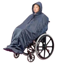 Fonakei Wheelchair Poncho adult - Waterproof Rain Poncho for Men, Extra Long with Elastic Band Edge, Ideal for Wheelchair, Navy Color, Perfect Rain Cover & Scooter Cover