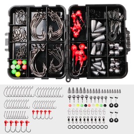 WOLFSKIN Fishing Tackle Kits, 148pcs Fishing Gear Portable Fishing Accessories Kit, Include Fishing Hooks, Weights Sinkers, Fishing Equipment Storage Box for Bass Trout Bluegill Crappie
