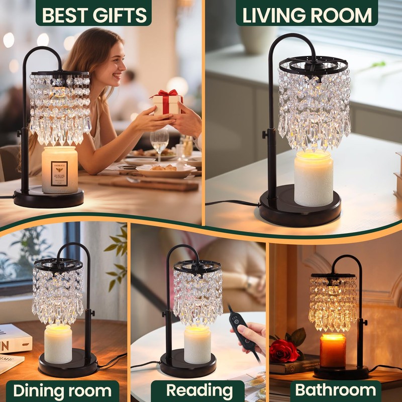 LUBITA Candle Warmer Lamp with Timer Dimmer and 3 Bulbs,