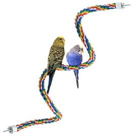 Bird Rope Perches for Parrots, Cockatiels, Parakeets, Budgie Cages Comfy Birds Colorful Rope Toy (41inch Metal nut)