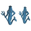 Blue Cast Iron King Neptune Wall Hooks, Set of 2,