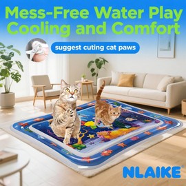 2 Packs Thickened Water Sensor Play Mat for Cats,Cat Cooling Pad Keep Your Pets Cool in The Summer,Cats Water Play Mat with Fish for Pet Play,Cat Water Mat Toy for Kids,Pets(Dolphin Design) (XX-Large)